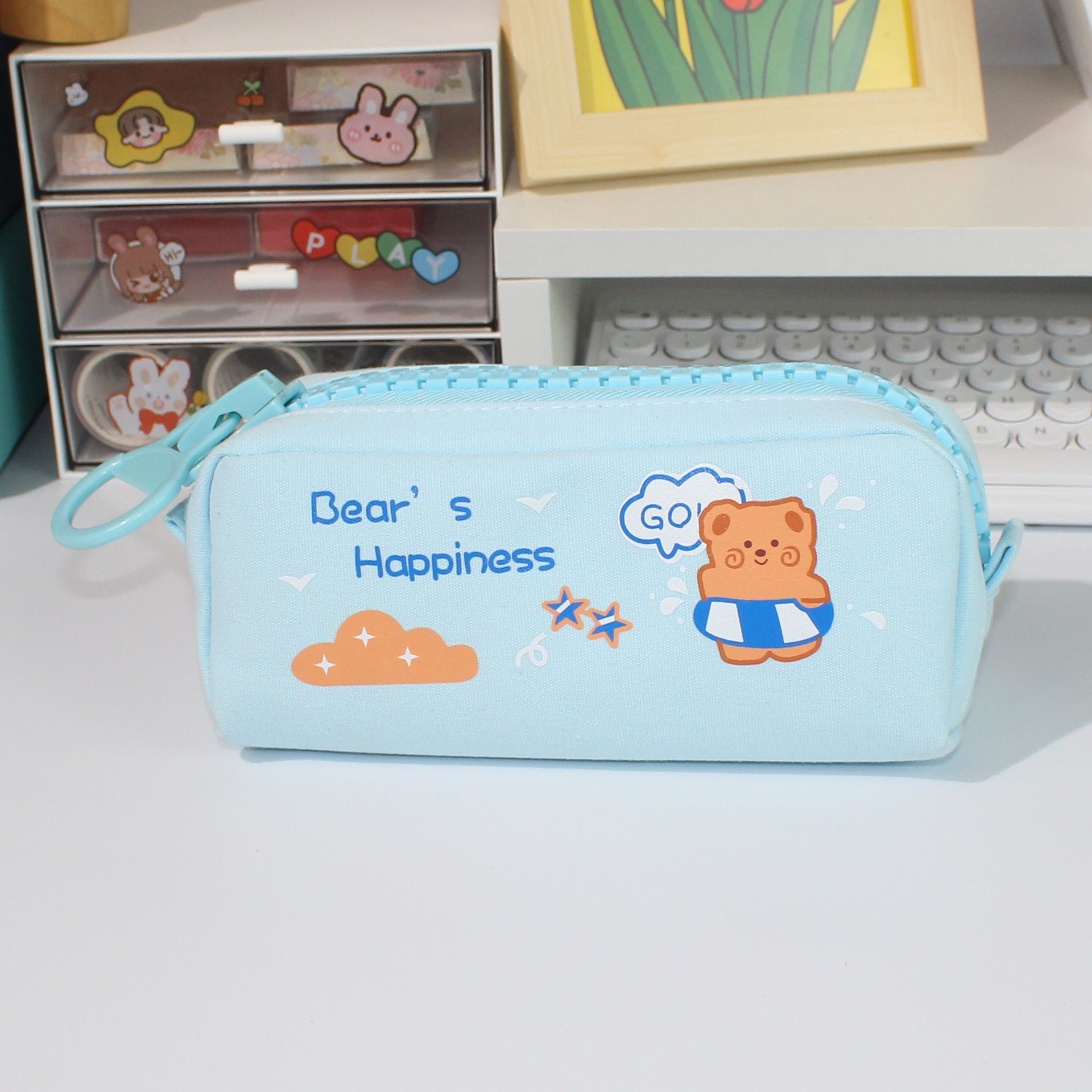 Wholesale Large Zipper and Large Capacity Cute Canvas Pen Bags
